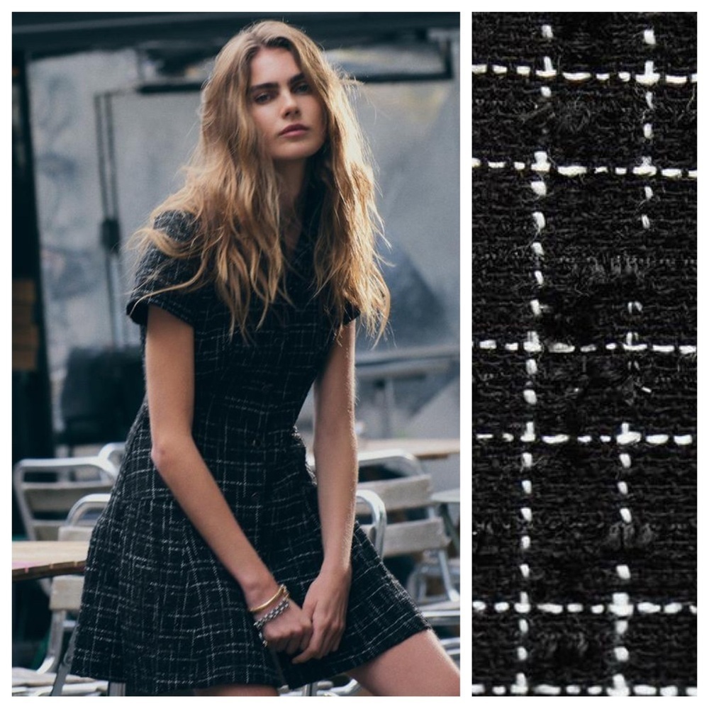 NWT. Zara Black Textured Metallic Thread Short Dress. Size XS.